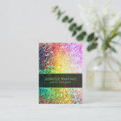 Kleurrijke Disco Glitter & Sparkles Gele Boventone Visitekaartje (Staand voorkant)