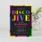 Kleurrijke Disco Jive Turning Vijf Verjaardagsfees Kaart (Staand voorkant)