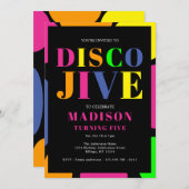 Kleurrijke Disco Jive Turning Vijf Verjaardagsfees Kaart (Voorkant / Achterkant)