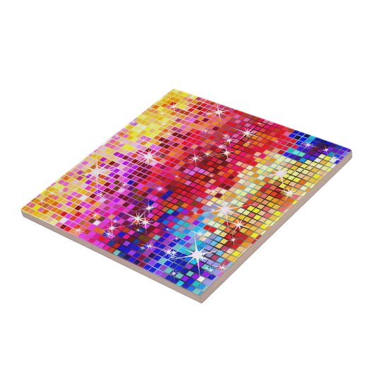 Kleurrijke Disco Mirror Tegeltje (Zijkant)