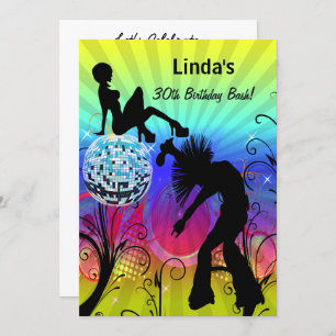 kleurrijke disco retro-partij uitnodiging