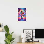 Kleurrijke Disco Sloth Grappige Dancing Sloth Art Poster (Thuiskantoor)