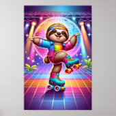 Kleurrijke Disco Sloth Grappige Dancing Sloth Art Poster (Voorkant)