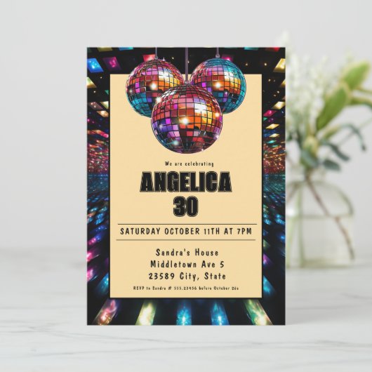 Kleurrijke disco verjaardag kaart (Staand voorkant)
