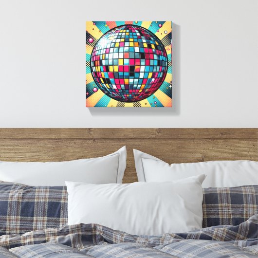 Kleurrijke discobal canvas kunst! (Insitu (Slaapkamer))