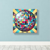 Kleurrijke discobal canvas kunst! (Insitu (Houten vloer))