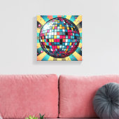 Kleurrijke discobal canvas kunst! (Insitu (Woonkamer))
