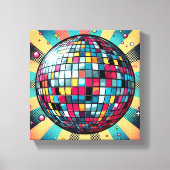 Kleurrijke discobal canvas kunst! (Voorkant)