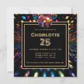 Kleurrijke discodans 25e verjaardag kaart (Voorkant)