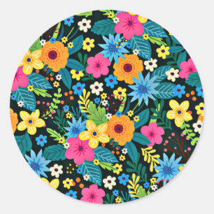 Kleurrijke Ditsy Bloemen Bloemendeken Ontwerp-4378 Ronde Sticker