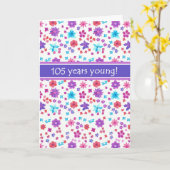 Kleurrijke Ditsy Bloemen Leeftijd-specifieke 105e Kaart (Gele Bloem)