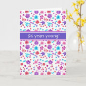 Kleurrijke Ditsy Bloemen Leeftijd-specifieke 94e v Kaart (Gele Bloem)