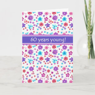 Kleurrijke Ditsy Floral Age-specific 60th Birthday Kaart