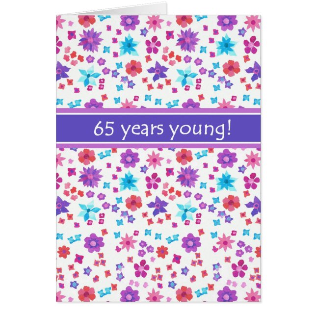Kleurrijke Ditsy Floral Age-specific 65th Birthday (Voorkant)