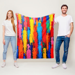 Kleurrijke diverse menselijke verbinding kunst fleece deken