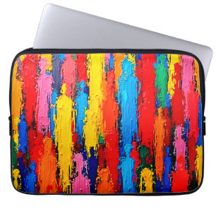 Kleurrijke diverse menselijke verbinding kunst laptop sleeve