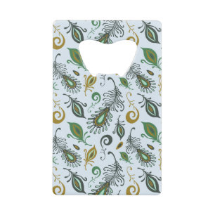 Kleurrijke diverse veren creditkaart flessenopener