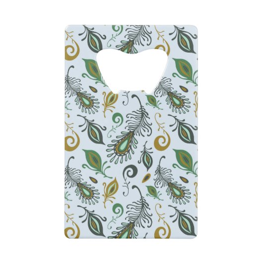 Kleurrijke diverse veren creditkaart flessenopener (Voorkant)