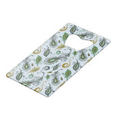 Kleurrijke diverse veren creditkaart flessenopener (Voorkant Gekanteld)