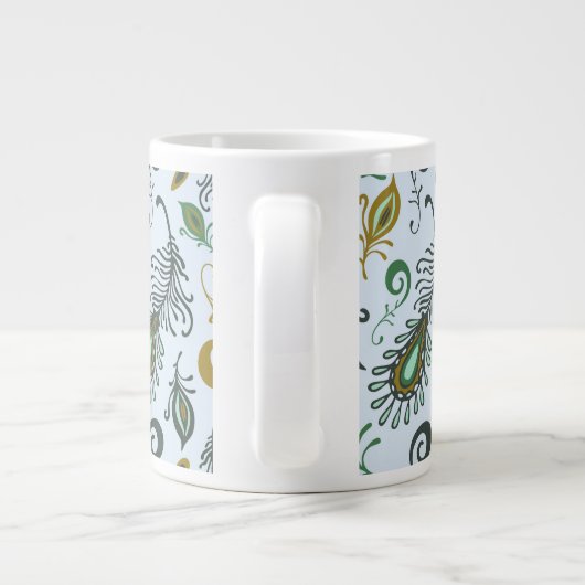 Kleurrijke diverse veren grote koffiekop (Achterkant)