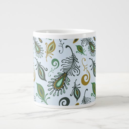 Kleurrijke diverse veren grote koffiekop (Voorkant)