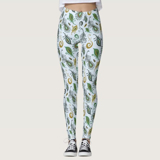 Kleurrijke diverse veren leggings (Voorkant)
