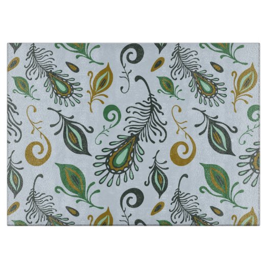 Kleurrijke diverse veren snijplank (Voorkant)