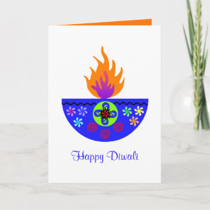 Kleurrijke Diwali Lamp Diya Kaart