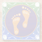 kleurrijke diwali rangoli met voetafdruk glazen onderzetter (Achterkant)