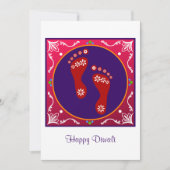 kleurrijke diwali rangoli met voetafdruk kaart (Voorkant)