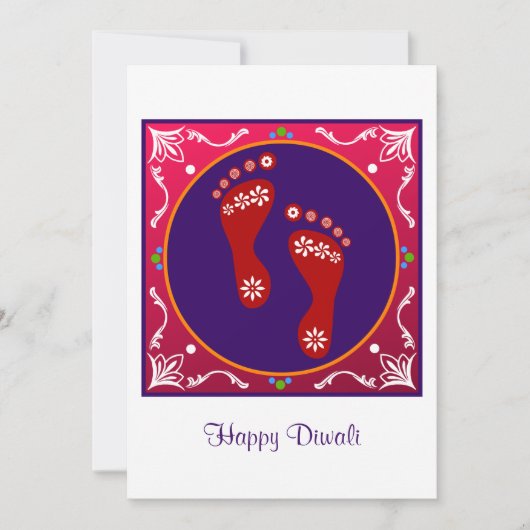kleurrijke diwali rangoli met voetafdruk kaart (Voorkant)