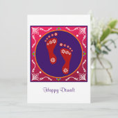 kleurrijke diwali rangoli met voetafdruk kaart (Staand voorkant)