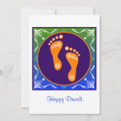 kleurrijke diwali rangoli met voetafdruk kaart (Voorkant)