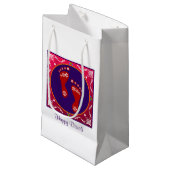 kleurrijke diwali rangoli met voetafdruk klein cadeauzakje (Voorkant Gekanteld)