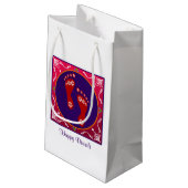 kleurrijke diwali rangoli met voetafdruk klein cadeauzakje (Achterkant Gekanteld)