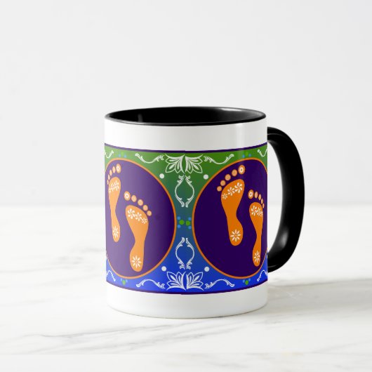kleurrijke diwali rangoli met voetafdruk mok (Voorkant rechts)