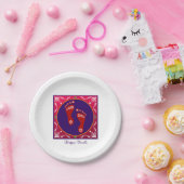 kleurrijke diwali rangoli met voetafdruk papieren bordje (Feest)