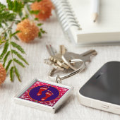 kleurrijke diwali rangoli met voetafdruk sleutelhanger (Zijkant)