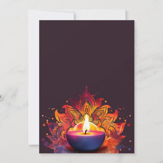 Kleurrijke Diya Diwali Uitnodiging (Achterkant)