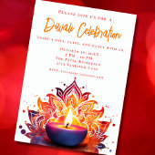 Kleurrijke Diya Diwali Uitnodiging