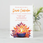 Kleurrijke Diya Diwali Uitnodiging (Staand voorkant)