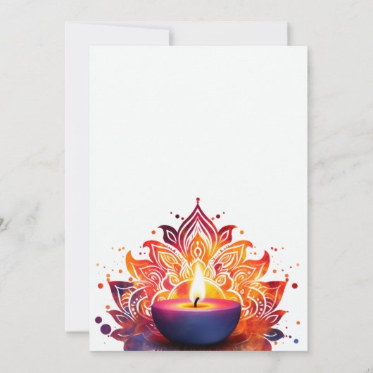 Kleurrijke Diya Diwali Uitnodiging (Achterkant)