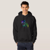 Kleurrijke DJ T Rex Funny Hoodie (Voorkant volledig)