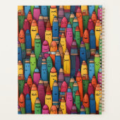 Kleurrijke docent bijles Cartoon Crayon Pattern Planner (Achterkant)
