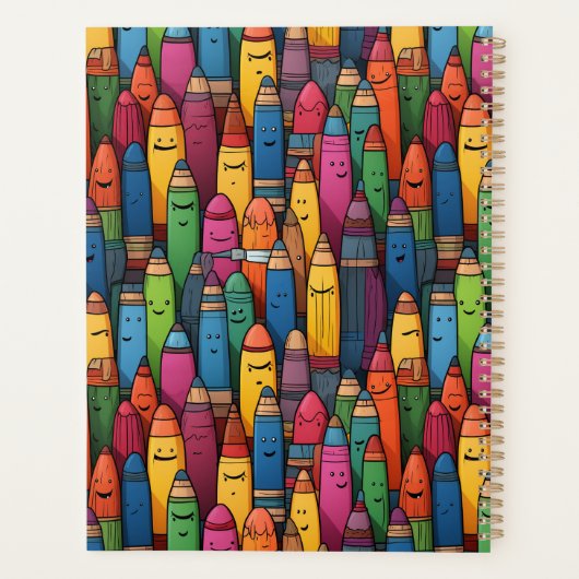 Kleurrijke docent bijles Cartoon Crayon Pattern Planner (Achterkant)