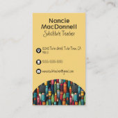 Kleurrijke docent bijles Cartoon Crayon Pattern Visitekaartje (Achterkant)