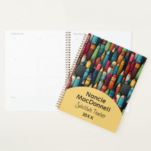 Kleurrijke docent tutor Cartoon Pen Pattern Planner (Display)