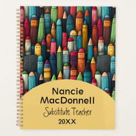 Kleurrijke docent tutor Cartoon Pen Pattern Planner