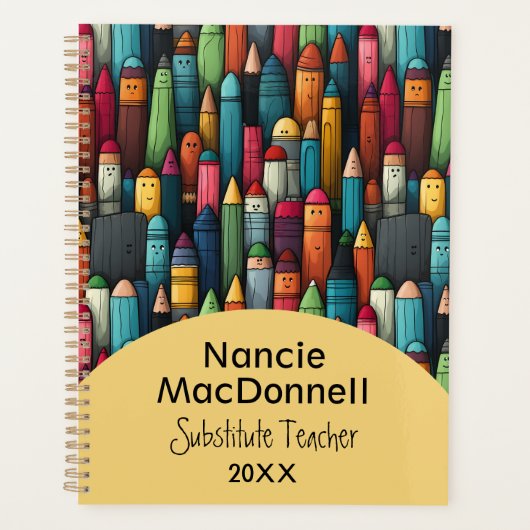Kleurrijke docent tutor Cartoon Pen Pattern Planner (Voorkant)