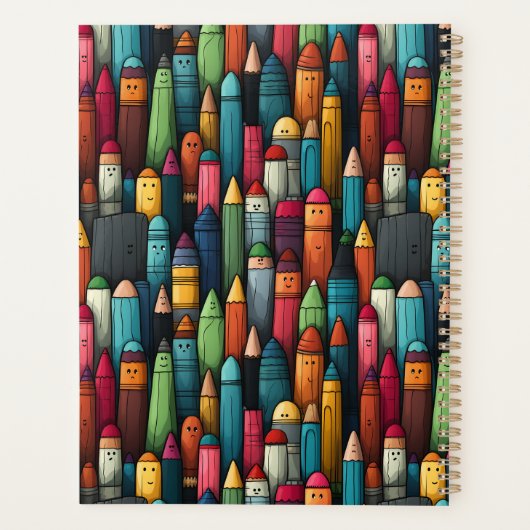 Kleurrijke docent tutor Cartoon Pen Pattern Planner (Achterkant)